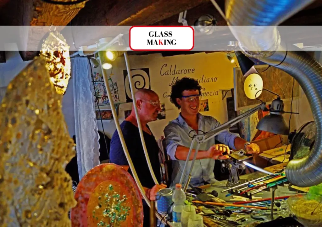 Artisan teaching Venetian glass-making
