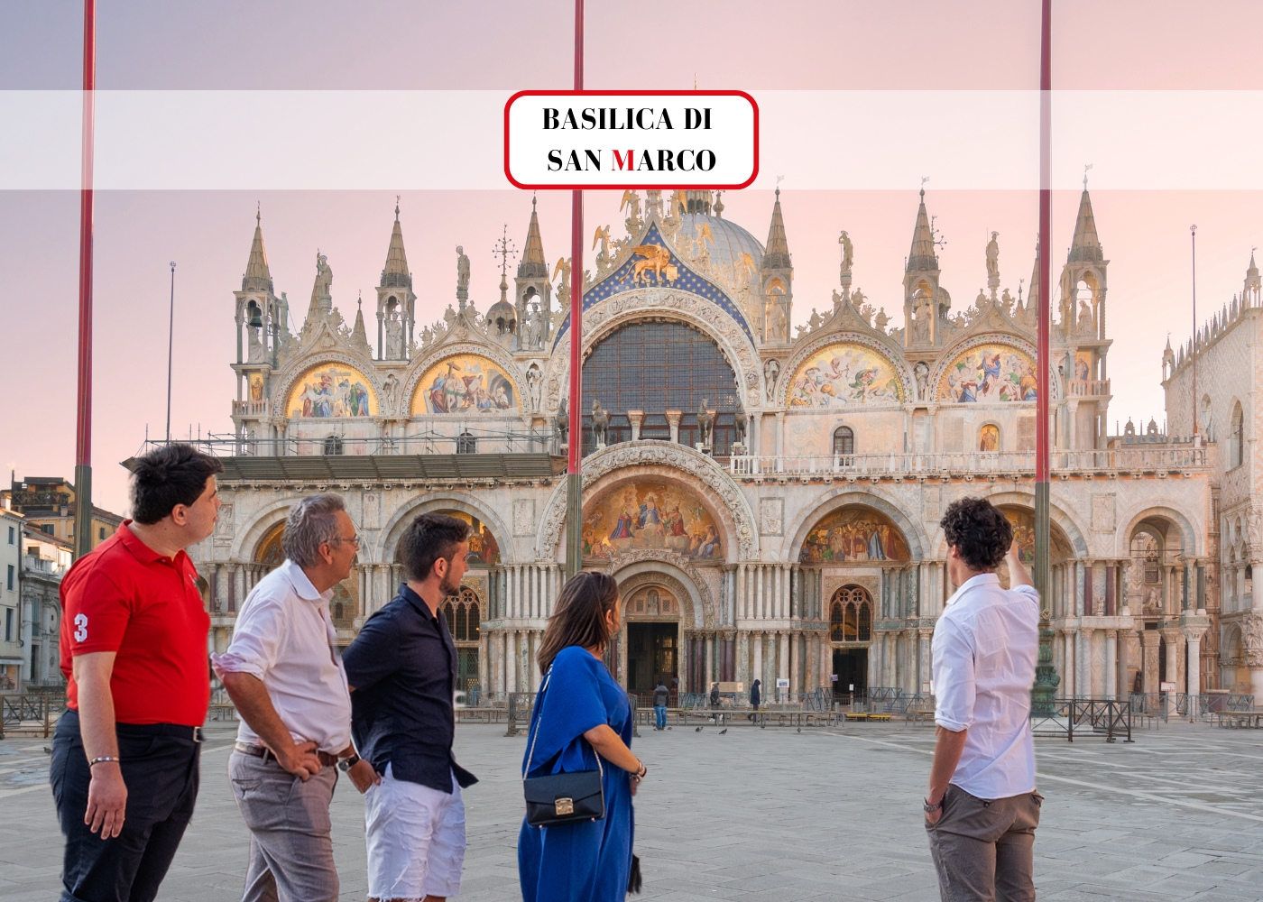 People looking at St. Mark's Basilica front view