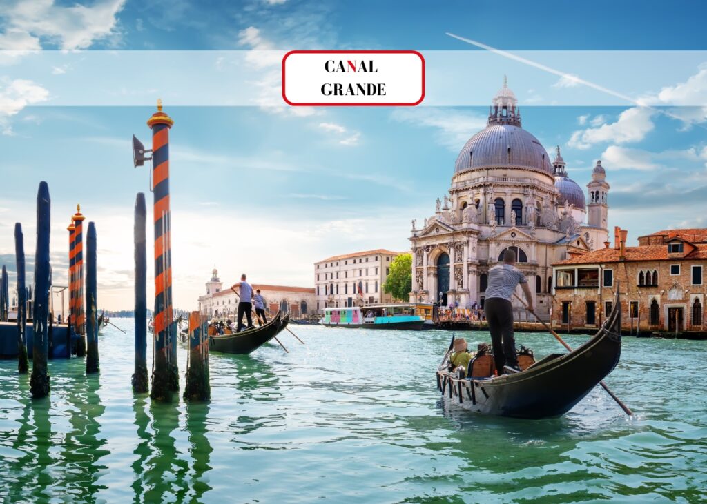 Basilica Santa Maria della Salute, water perspective with gondoliers